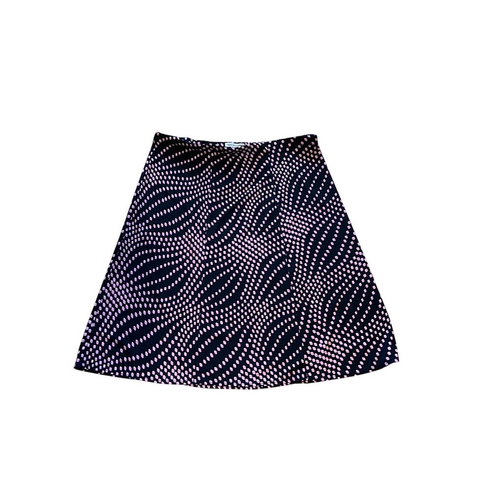 Notations A-Line Midi Skirt Knit Pull-On Polka Dots Black/Pink Womens Size XL